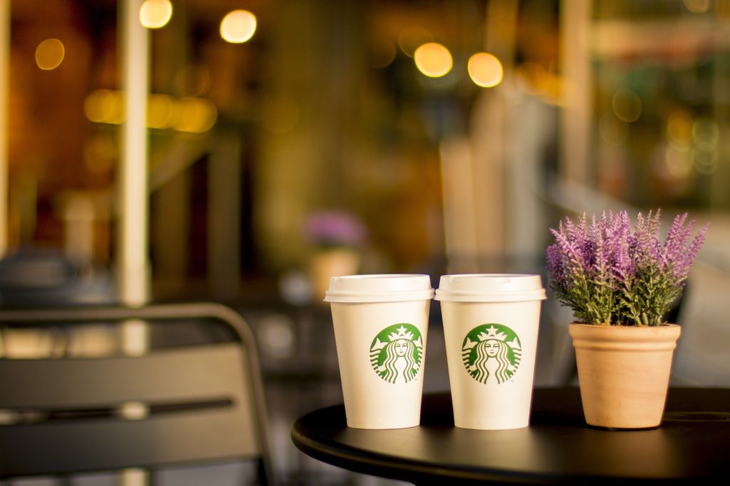 Starbucks coffee cups representing changes to franchise law in British Columbia