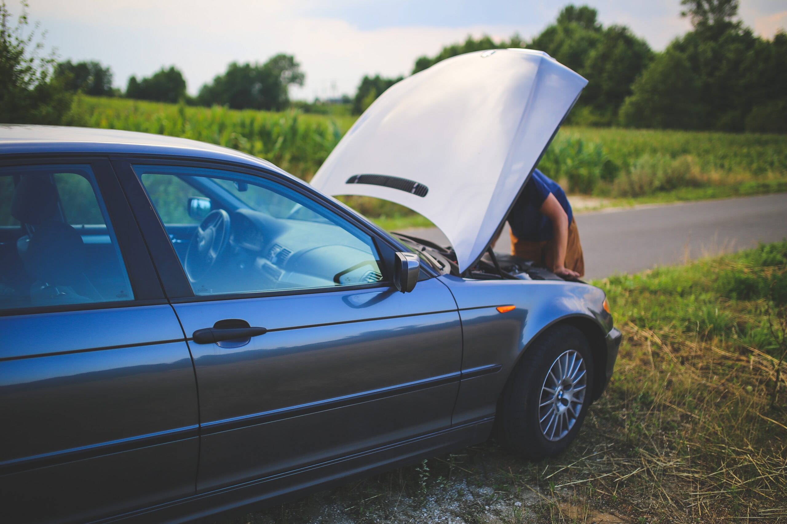 Man checking his car