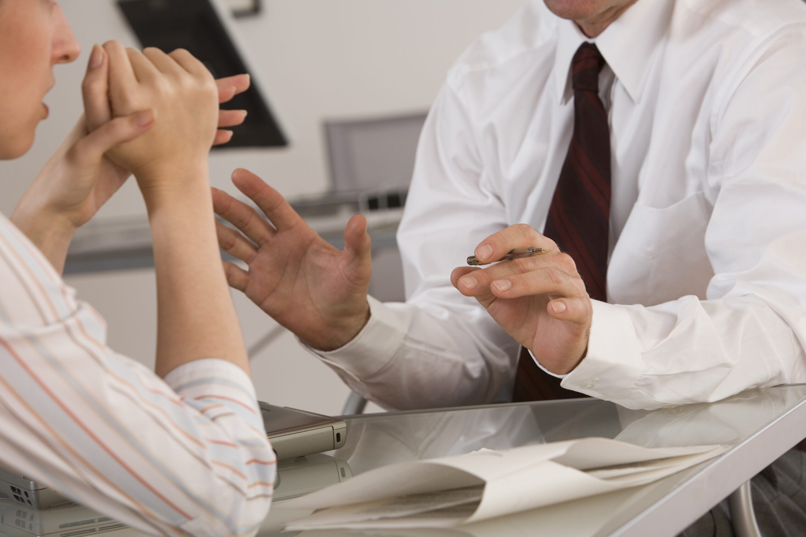 Lawyer speaking to a potential client