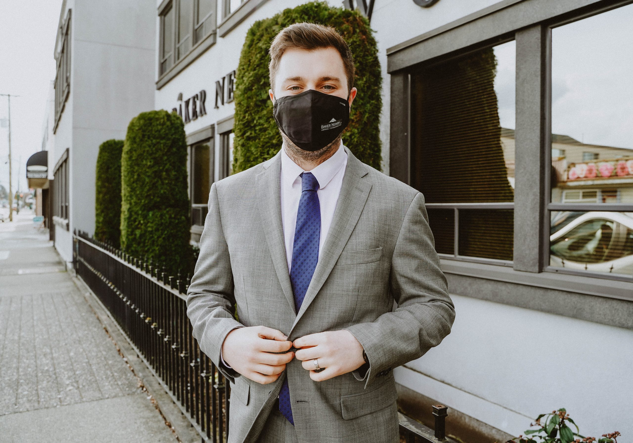 Baker Newby Lawyer with a mask