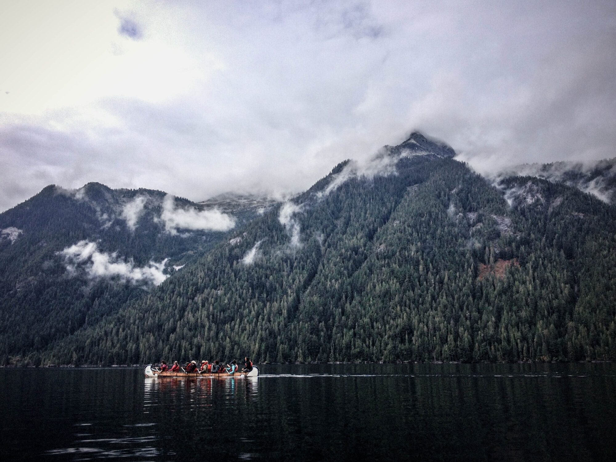 Lake with strong clouds